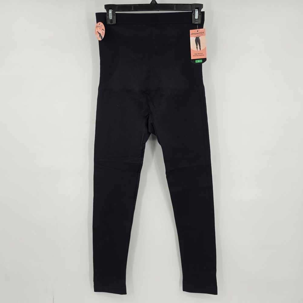 Shapermint Essentials Black High Waisted Shaping Leggings 42075 Womens Large NEW